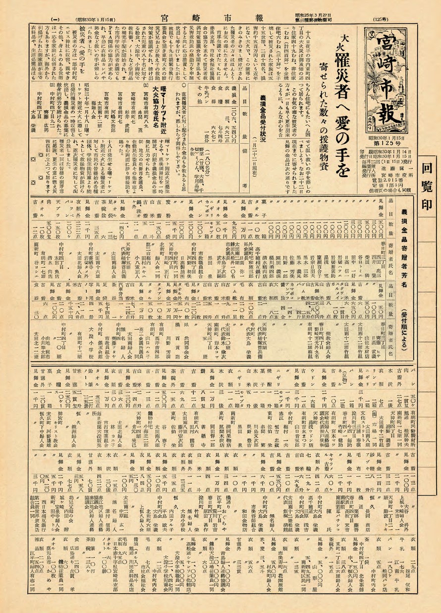 宮崎市報　125号　1955年1月号の表紙画像