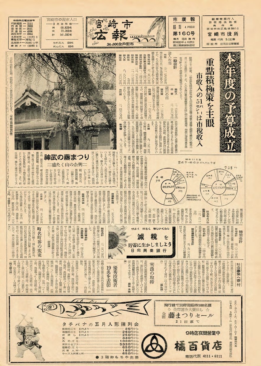 宮崎市広報　160号　1957年4月号の表紙画像