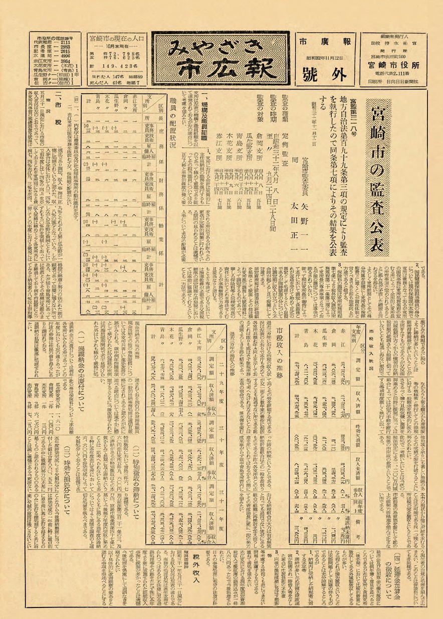 宮崎市広報　宮崎市監査公表号　1957年10月号の表紙画像