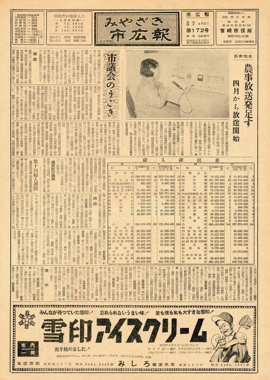 みやざき市広報　172号　1958年4月号の表紙画像