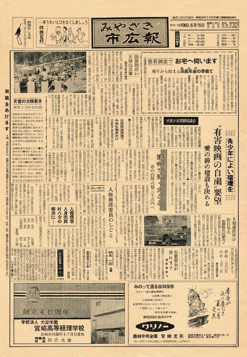 みやざき市広報　198号　1960年6月号の表紙画像