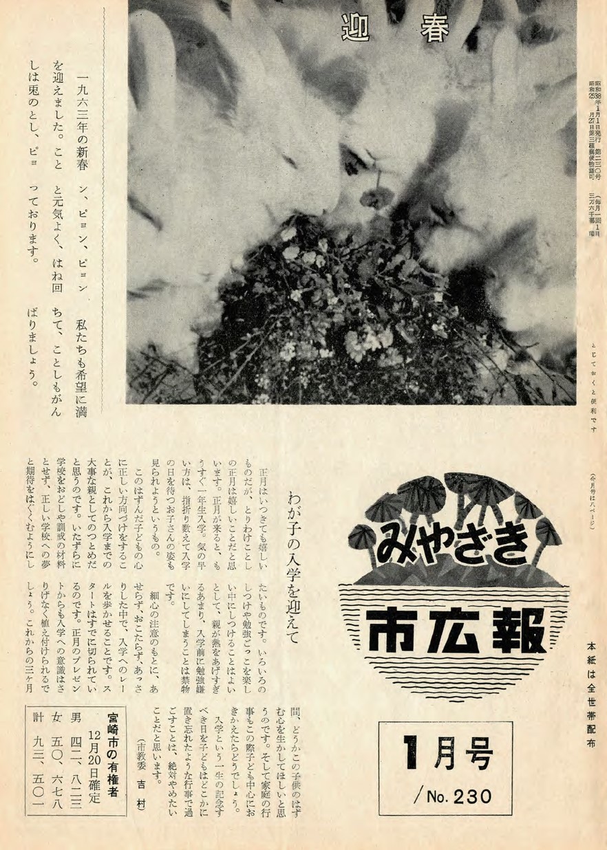 みやざき市広報　230号　1963年1月号の表紙画像